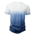 thumbnail image 2 of WREESH Men's Gradient Henley Shirts Casual Short Sleeve Shirt with Button Detail a Refreshing Gradient Print for a Unique Style Blue, 2 of 4