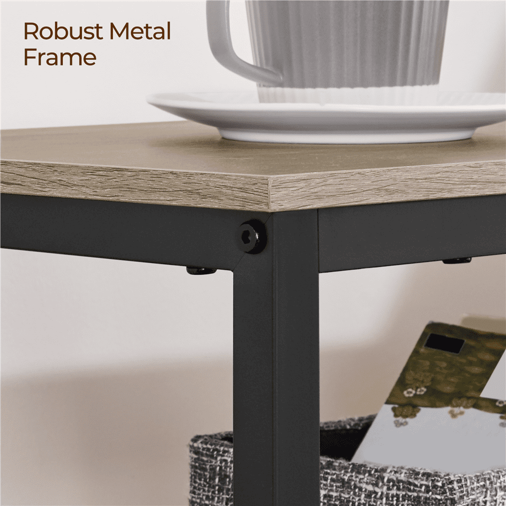 Alden Design Industrial Wooden Entryway Console Table with Open Shelves for Living room, Rustic Gray