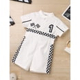 thumbnail image 3 of IWEMEK Neutral Baby Jumpsuit Summer Casual Trendy Mandarin Collar Infant Outfits Checkered Print White Bodysuit, 3 of 8
