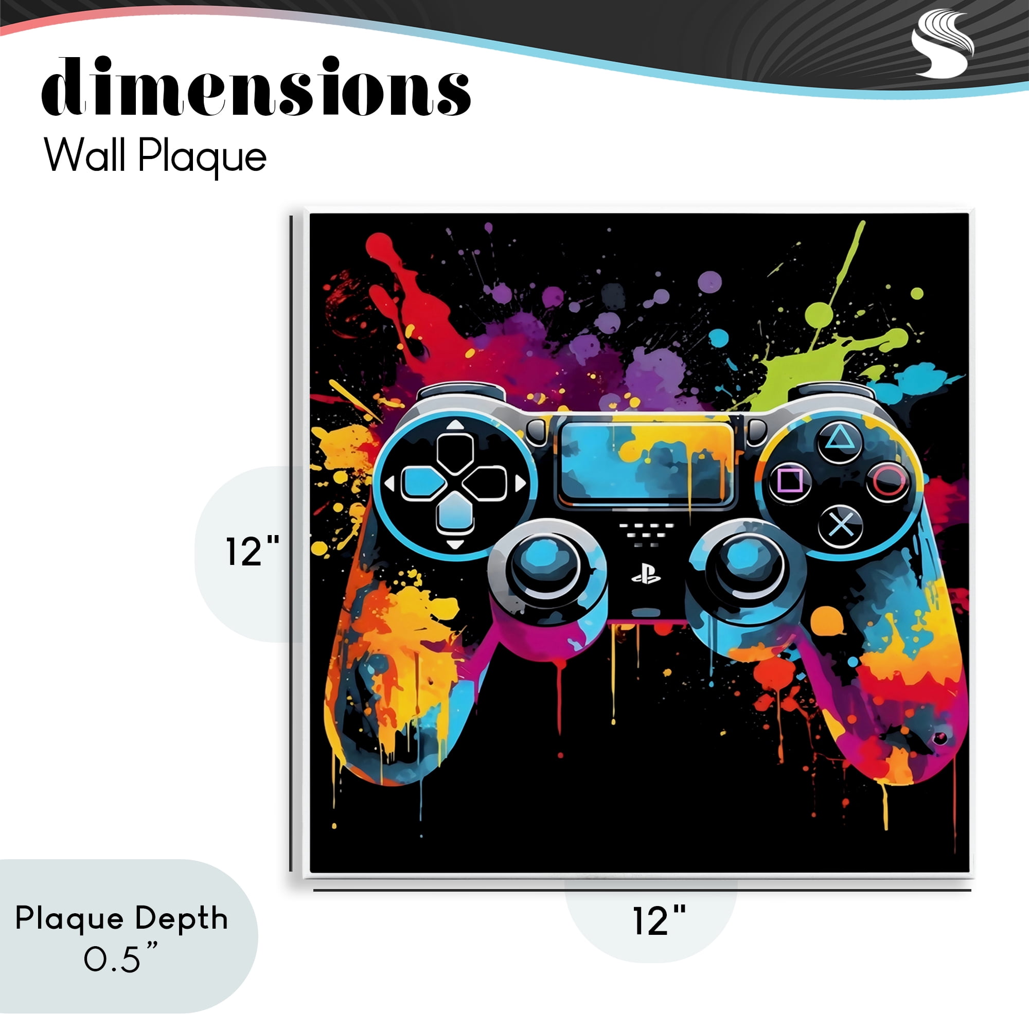 Stupell Industries Paint Splash Game Controller Wall Plaque Art, design by Creative Studio