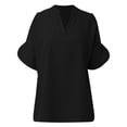 thumbnail image 5 of Women Blouses Nice Dressy Shirts for Women 4xlt T Shirts All Womens Tops Undershirt Womens Casual Summer Long Button up Shirt Woman Casual Blouse Shirt for Blouse Elegant Athletic Black 2XL, 5 of 5