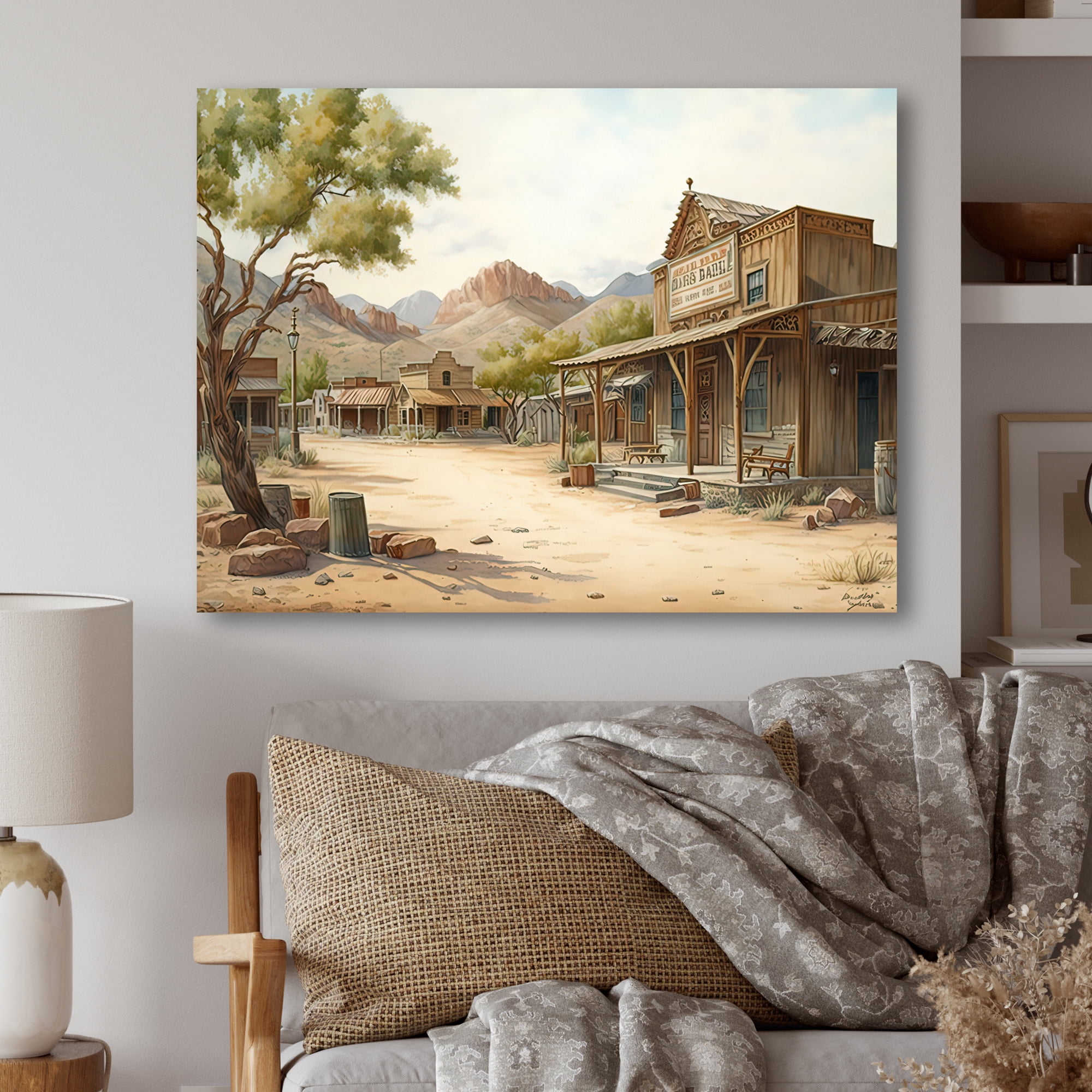 Designart Arizona Wild West Town V Canvas Wall Art