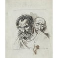 thumbnail image 2 of Theodor Richard Edward von Holst 20x24 Gold Ornate Framed and Double Matted Museum Art Print Titled - Two Male Heads (1830-44), 2 of 4