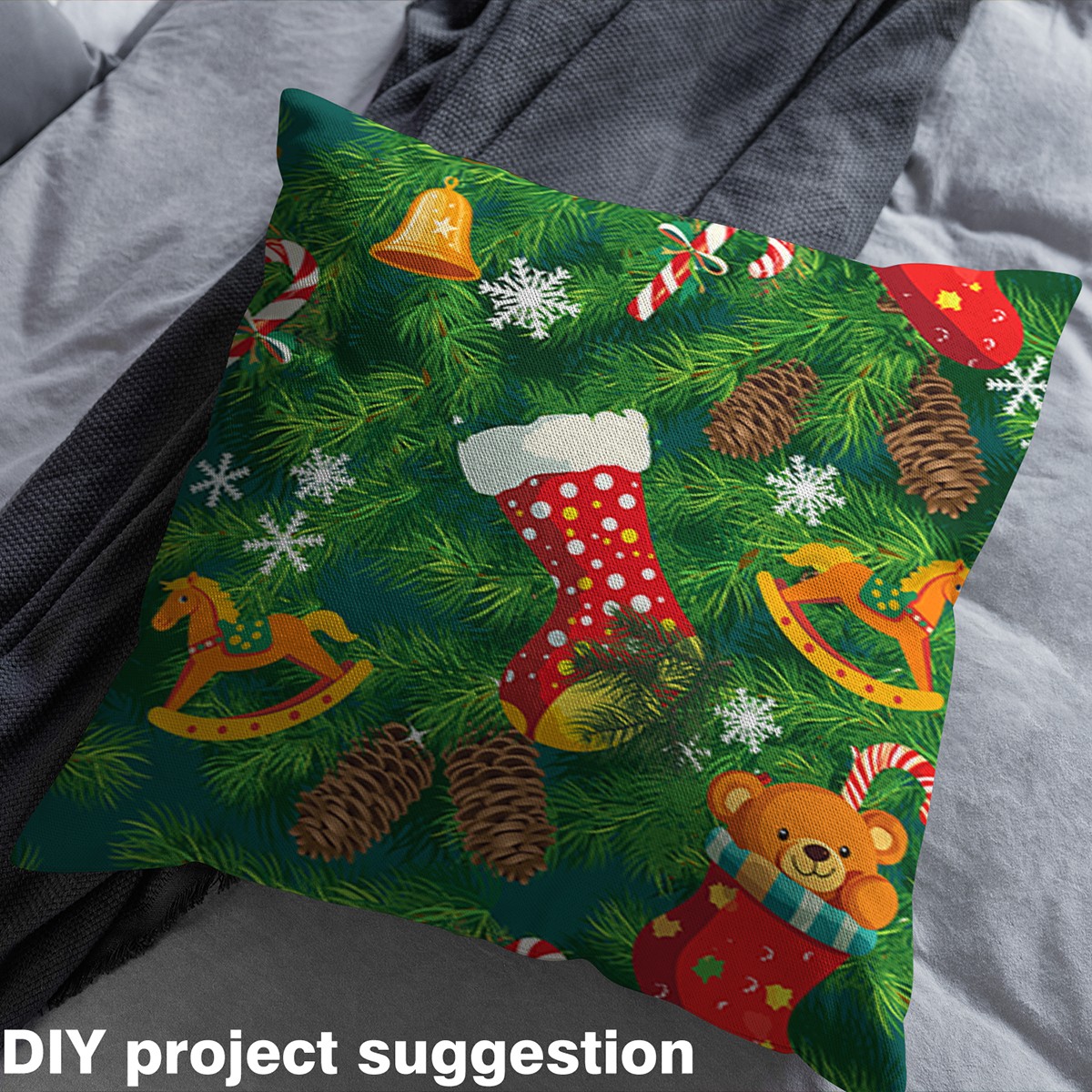 Feelyou Kawaii Green Tree Fabric by the Yard 3 Yards for Teens, Christmas Gifts Sewing Fabric, Dreamy Fairy Tale Home Decor Fabric by the Yard, Ultra Soft Home Decor