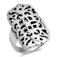 thumbnail image 1 of Oxidized Filigree Wide Long Celtic Ring .925 Sterling Silver Band Jewelry Female Male Unisex Size 10, 1 of 4