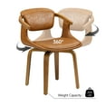 thumbnail image 3 of Art Leon Office Chair, Faux Leather Swivel Desk Chair with Wood Legs, Brown, 3 of 8
