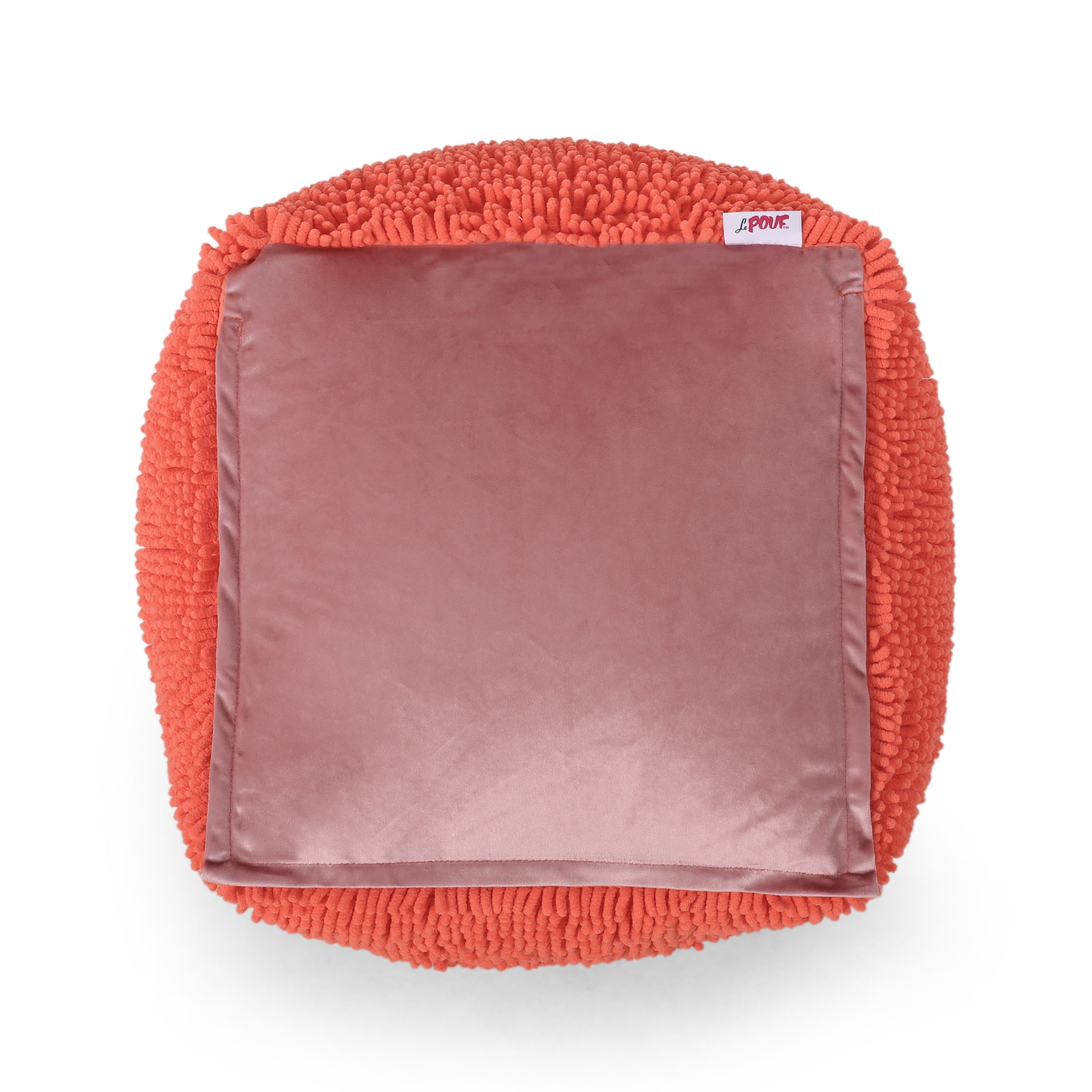 Noble House Cube Solid Plush Fabric Poufs, Orange