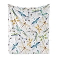 thumbnail image 1 of Dragonfly Soft Flannel Fleece Blanket, Moth Butterfly Like Bugs in Watercolor Print Modern Minimalist Design Art Print, Cozy Plush for Indoor and Outdoor Use, 60" x 80", Multicolor, by Ambesonne, 1 of 6