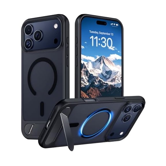 Eryueer Designed for iPhone 17 Pro Max Case, [Built-in Invisible Kickstand][Compatible with MagSafe][Military Grade Shockproof] Slim Translucent Matte Phone Case for iPhone 17 Pro Max 6.9 inch