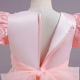 thumbnail image 4 of Zpanxa Toddler Girls Princess Dress, Little Girls Party Wedding Formal Dress, Bow Tie Lace Flowers Mesh Dress, Kids Pageant Flower Girl Short Sleeve Dress, Birthday Gifts for Girls Pink (9-10 Years), 4 of 8