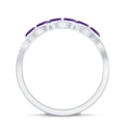 thumbnail image 2 of Rosec Jewels Natural Amethyst Half Eternity Ring (AAA Grade) - Natural Amethyst and Diamond Ring - Ready to Gift for Anniversary, 14K White Gold, US 13.00, 2 of 8