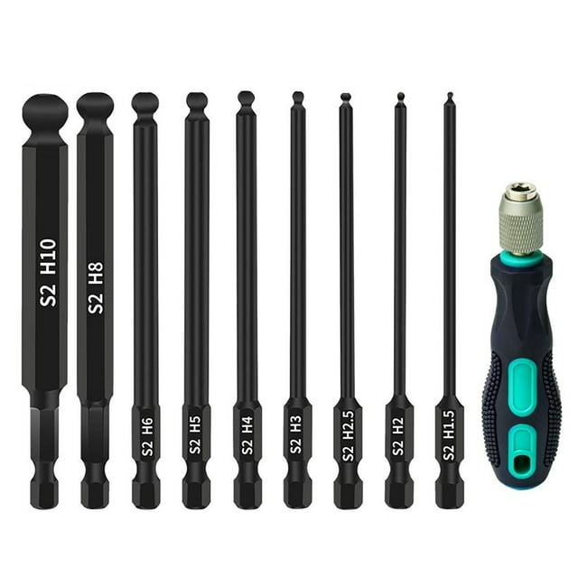 Ball End Hex Bit Set 100mm Ball Head Screwdriver Bit 1/4 Inch Hex Shank Magentic