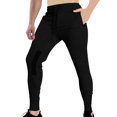 thumbnail image 2 of Miluxas Casual Pants for Mens Sports Zipper Pocket Cuffs Solid Color Drawstring Elastic Waist Point Pants Hiking Trousers Black, 2 of 9