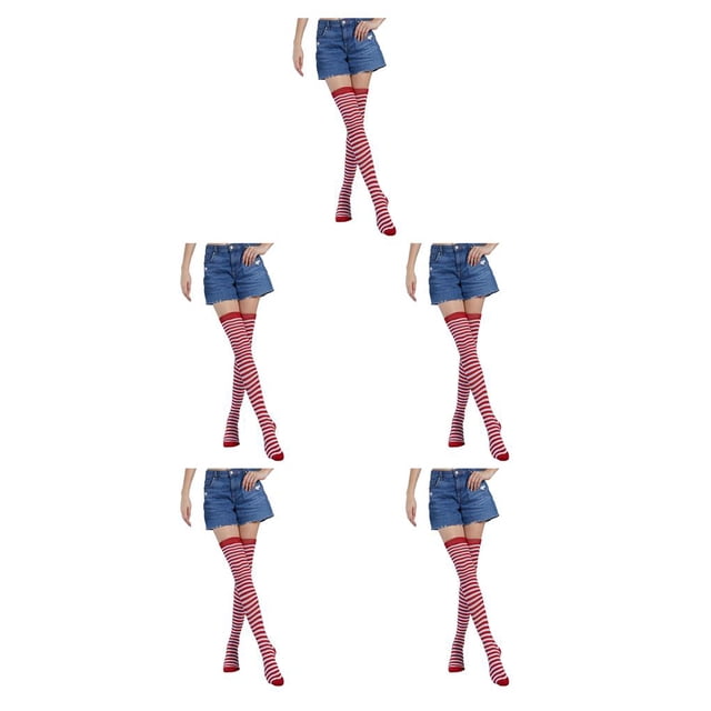 Qarigey Medias pantimedias sin costuras calcetines altos Iris rayas muslo juego de rol Cosplay carnaval niñas vestido fiesta tipo 25 Type2 NO2