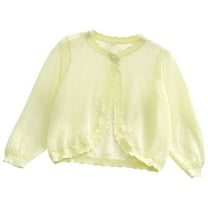 qolati Baby Girls Cardigan Sweater Toddler Kids Long Sleeve Button Knit Shrugs Cropped Cover Up Jacket Tops 3-8Y