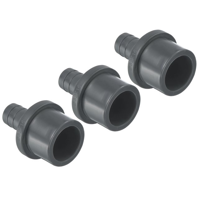 Unique Bargains UPVC Reducer Pipe Fitting 32mm OD 16mm Barbed, 3 Pack Straight Coupling Adapter Connector, Grey