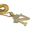 thumbnail image 4 of Stone Stud Allover Tilted Crown Initial N Pendant w/ 2mm 24" Box Chain Necklace, Gold-Tone, 4 of 4