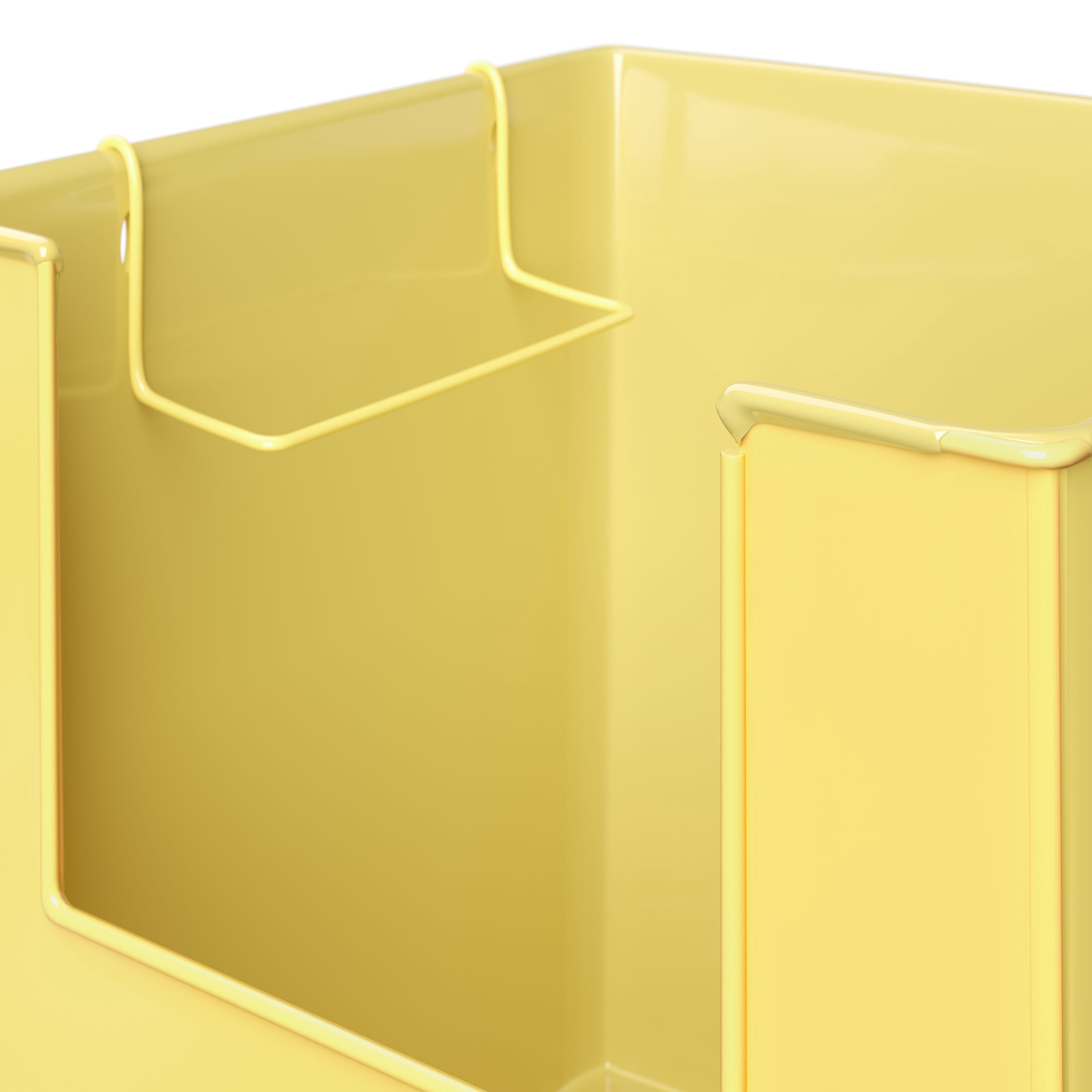 Mainstays Kids Medium Yellow Stacking Open-Front Metal Storage Basket with Handles, 3 Pack