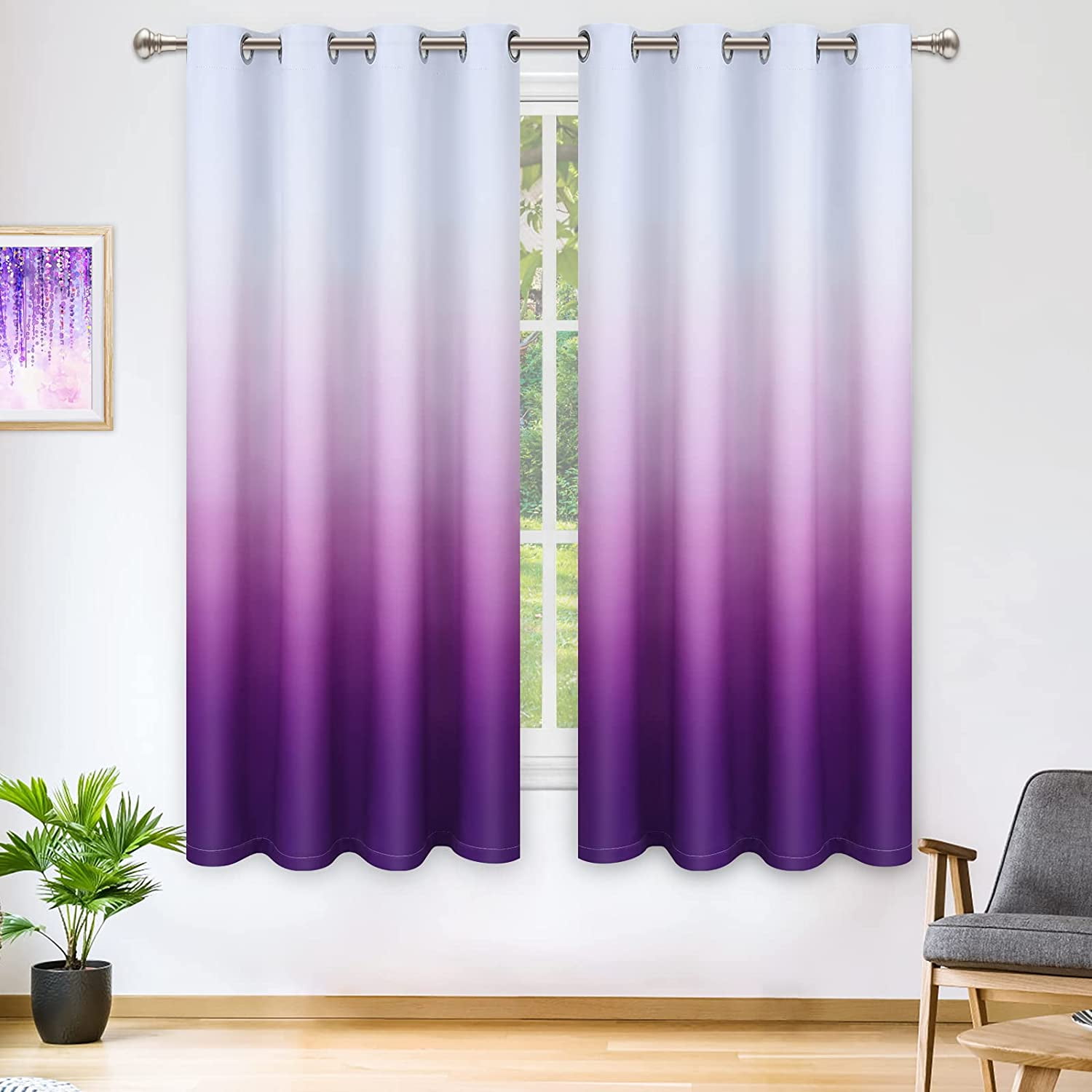 Alishomtll Room Darkening Purple Blackout Curtains Grommet Window