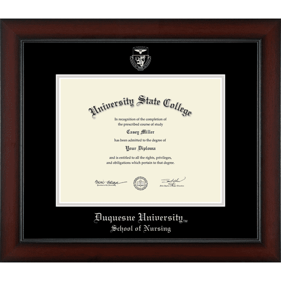 Duquesne University School of Nursing Diploma Frame, Document Size 11" x 8.5"