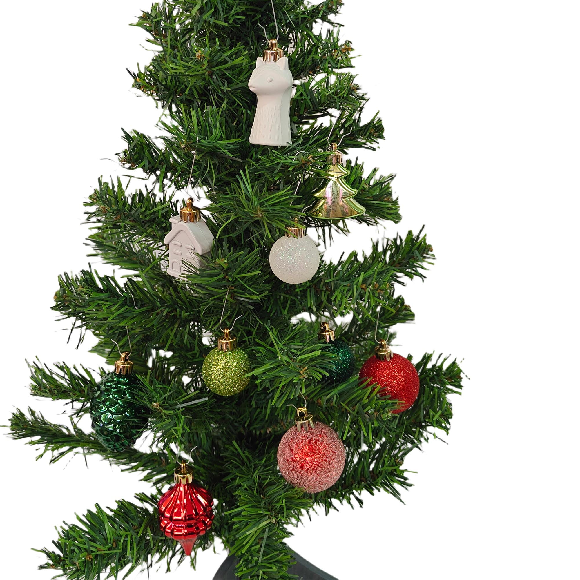 Holiday Time Shatterproof Christmas Mini Ornaments, Red/Emerald/Light Green/White, 20 Count