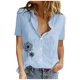 thumbnail image 1 of Mujeres Impreso Manga Corta Botón Suelto Turndown Collar Camisa Blusa Sólida Tops OAVQHLG3B Store lin121212, 1 of 5