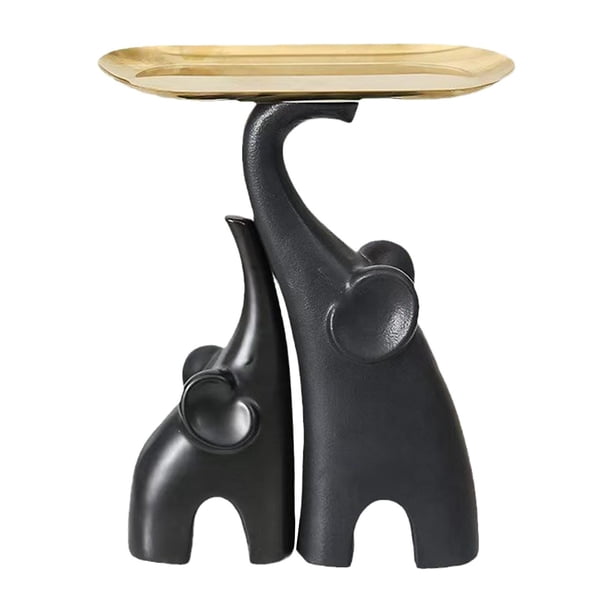 2 piezas de estatuas decorativas Gloria bandeja de almacenamiento de escritorio llavero de entrada bandeja de joyería y pendientes Negro