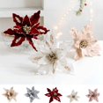 thumbnail image 4 of 10.23 Inch Glitter Christmas Poinsettias Artificial Flowers with Stems for Xmas Tree Wreath Garland Ornaments Wedding Party Holiday Decoration Home Festival DIY Decor Supplies, 4 of 4
