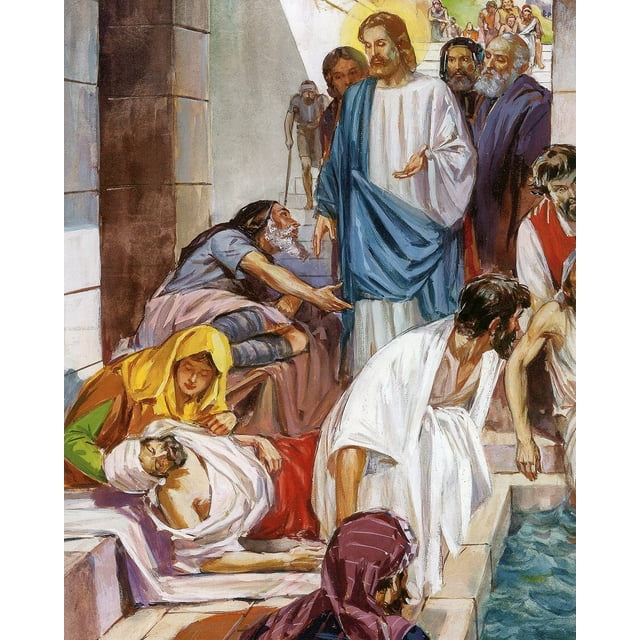 Catholic print picture JESUS HEALS CRIPPLE P 8" x 10" ready to be