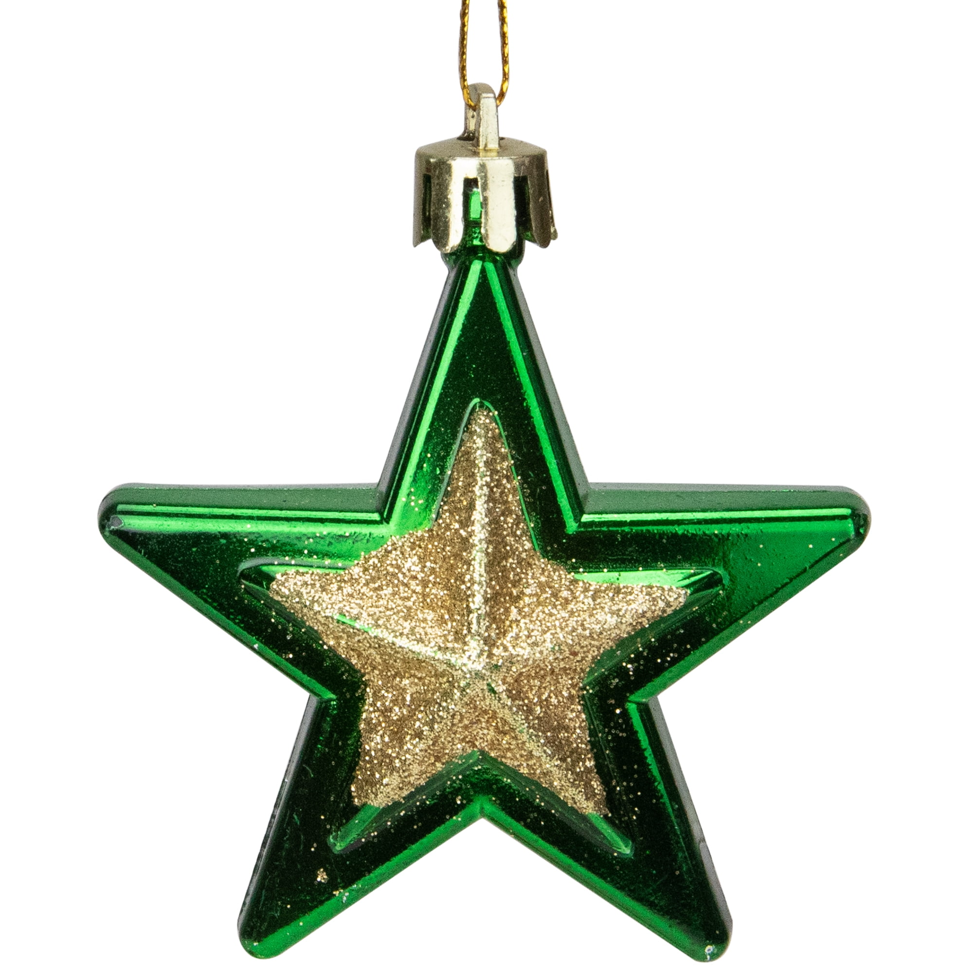 Northlight 9ct Glittered Shatterproof Star Christmas Ornament Set 2.75&quot; - Green/Gold - Walmart.com