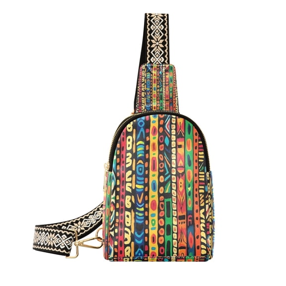 Stylish Leather Crossbody Bag 8.46x5.9x2.16In Easy To Carry Multi-Purpose Travel Hiking Shopping Fashion Bag Multicolored Stripes