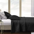 thumbnail image 1 of Satin King Quilt Coverlet Bed Set, 3 Pieces Geometric Pattern Quilted Bedspread, Black, 1 of 6