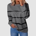 thumbnail image 2 of Sweatshirt for Women Zip Up Winter Fall Relaxed Fit Crewneck Long Sleeve Dolman Drop Shoulder Flowy Striped Leisure Cotton Top Tunic Tops(Dark Gray,L), 2 of 4