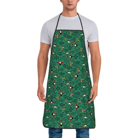 

Xecao Cartoon Air Transportation Print Funny BBQ Chef Aprons for Men Women Adjustable Kitchen Cooking Aprons with Pocket Waterproof Oil Proof No Pilling Fading