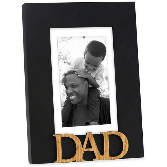 Isaac Jacobs Black Wood Sentiments Dad Picture Frame, Photo Gift for Father, Family, Display on Tabletop, Black, 5x7 Matted 4x6