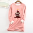 thumbnail image 2 of IROINNID Reduced Christmas Sweatshirts for Women Ladies Winter Plus Fleece Warm Christmas Print Long Top,Pink, 2 of 5