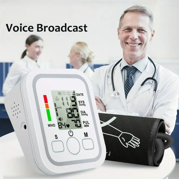 SUWU ll-in-One Portable Upper Arm Blood Pressure Monitor | Large LCD Display, One-Touch Operation, Voice Reports, Hypertension Alerts, 2x99 Memory, Adjustable Cuff | Home & Travel Essential