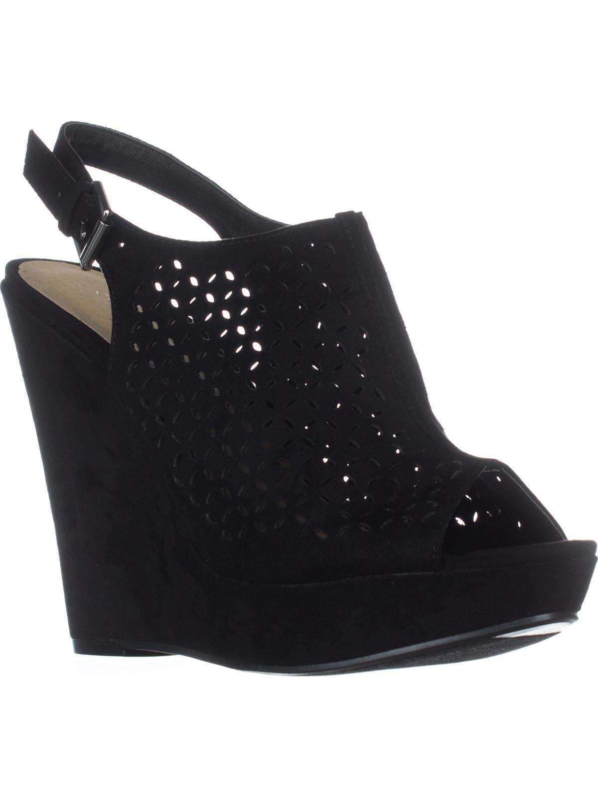 Womens Chinese Laundry Monique Peep Toe Wedge Sandals, Black - Walmart.com
