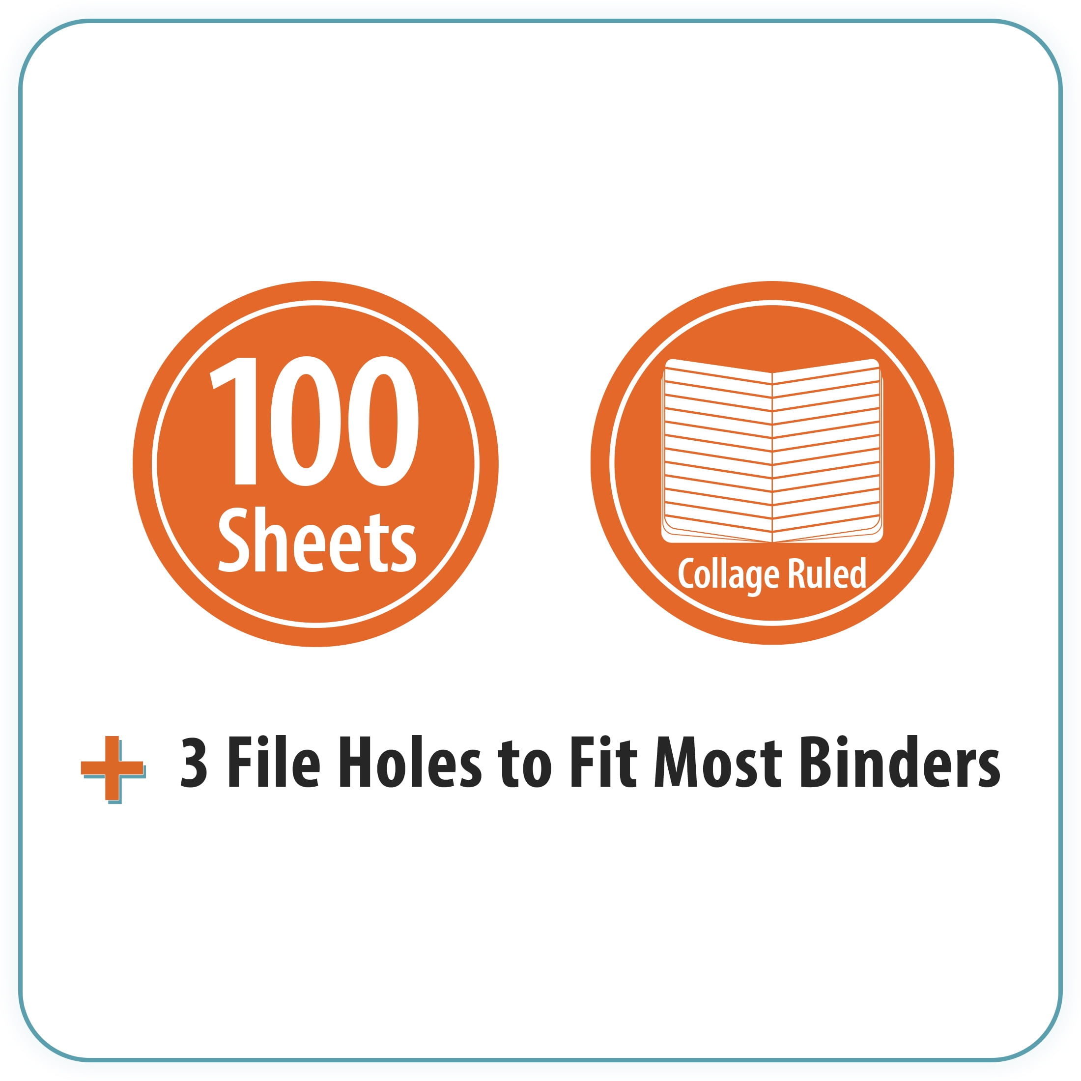 Pen+Gear Reinforced Filler Paper, College Ruled, 8 in x 10.5 in, 100 Sheets