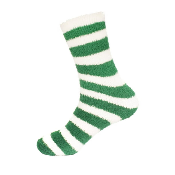 Super Soft Warm Microfiber Fuzzy Team Spirit Socks - Striped Green and ...