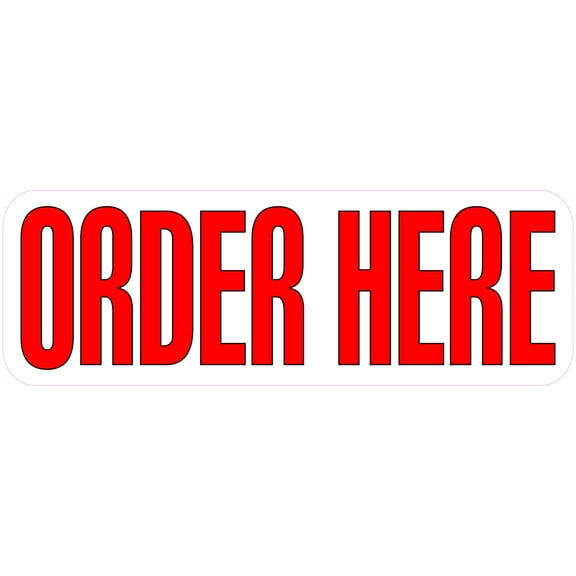 14in x 4.75in Order Here Sticker Vinyl Business Sign Stickers Large Signs