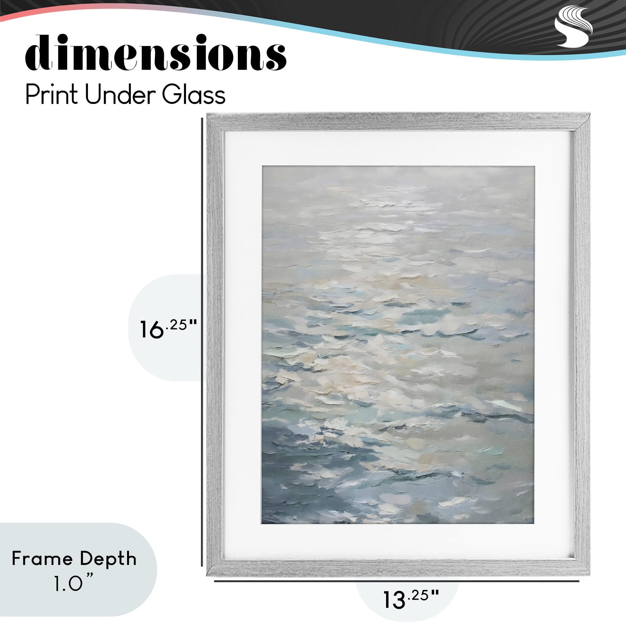 Stupell Industries Shallow Reflections Calm Sea Gray Framed Print Under Glass, design by Riley B