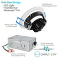 thumbnail image 3 of Luxrite 3 Inch Gimbal LED Recessed Light, 5CCT Selectable 2700K-5000K, Dimmable, 600 Lumens, 8W, Damp Rated 4 Pack, 3 of 7