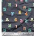 thumbnail image 1 of Soimoi Cotton Jersey Fabric Numbers & Alphabets Text Print Fabric by The Yard 58 Inch Wide, 1 of 3