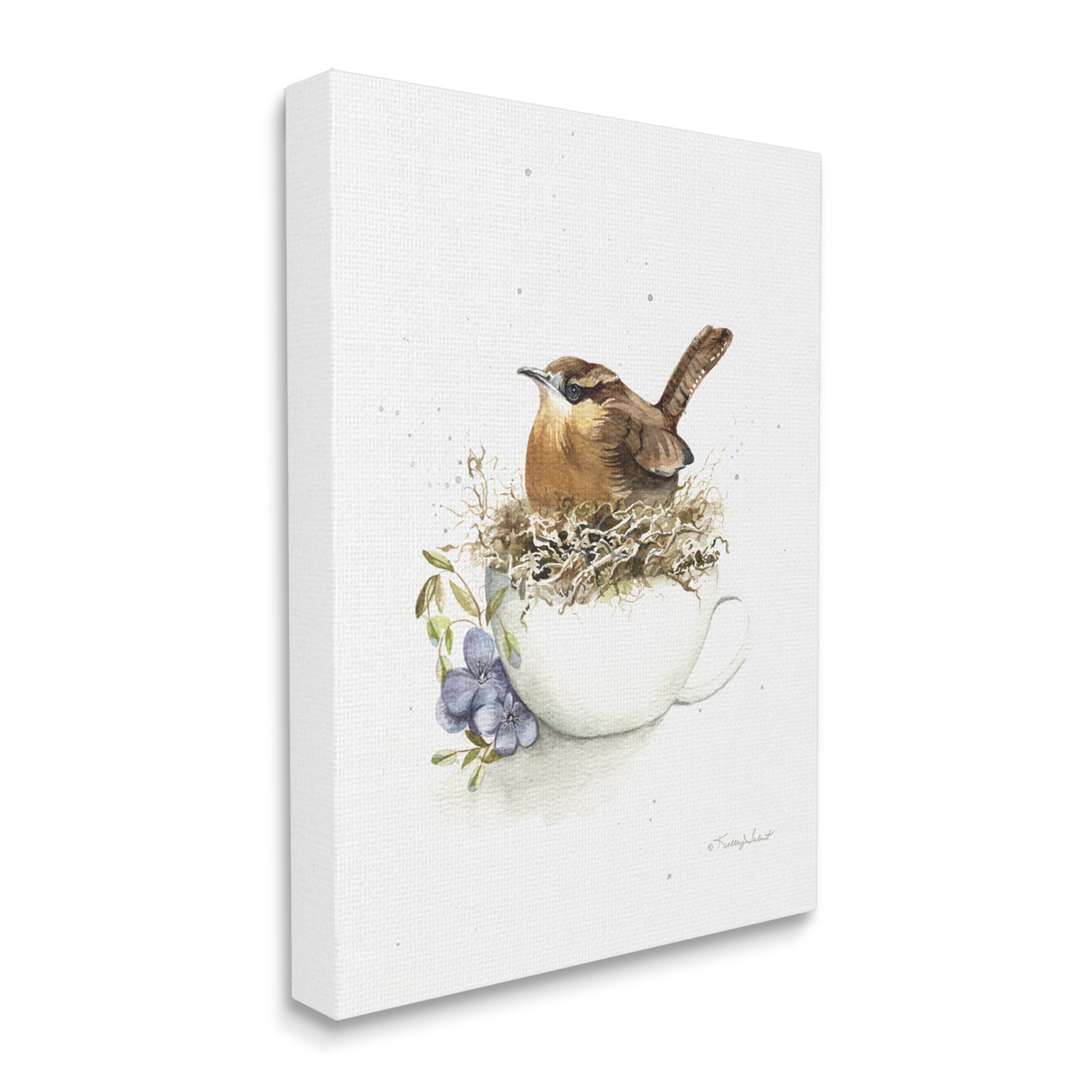 Stupell Industries Bird Nest in Teacup Animals & Insects Painting Gallery Wrapped Canvas Print Wall Art, 16 x 20
