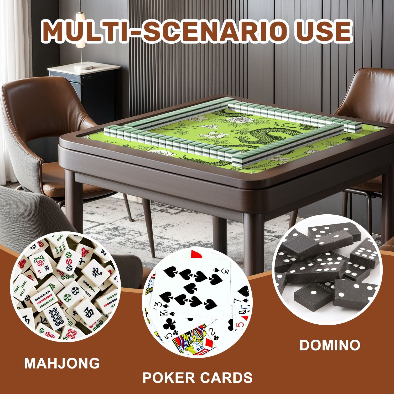 Mahjong Mat 31.5" x 31.5" asian dragon style Toile de Jou Suitable for fabric like Non-Slip Noise Reduction American Mahjong Tiles Table Cover for Dominoes Poker Card Board Games Gift