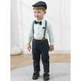 thumbnail image 6 of CARETOO Infant Boy Clothes Suits Dress Romper Beret Hat Suspender Pants Bowtie Outfit 4Pcs Set 3-24M, 6 of 18