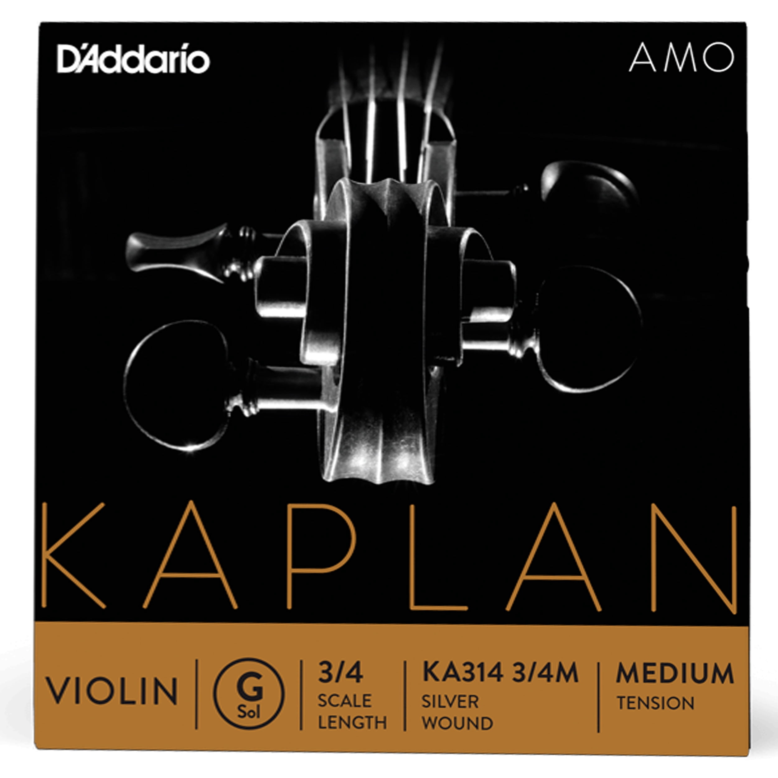 D'Addario Kaplan Amo Series Violin G String 3/4 Size, Medium