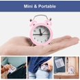 thumbnail image 3 of Reloj despertador retro pequeño con campana clásica rosa, despertador de mesita de noche con pilas, despertador analógico silencioso retro para dormitorio, sala de estar y cocina, 3 of 5