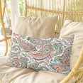 thumbnail image 4 of Paisley Flower Pillow Covers, Linen Long Throw Pillow Case, Spring Watercolor Floral Leaf Plant Orange Holiday Pillow Protector Decorative Cushion Cover for Living Room/Bedroom 12" x 20", 4 of 8